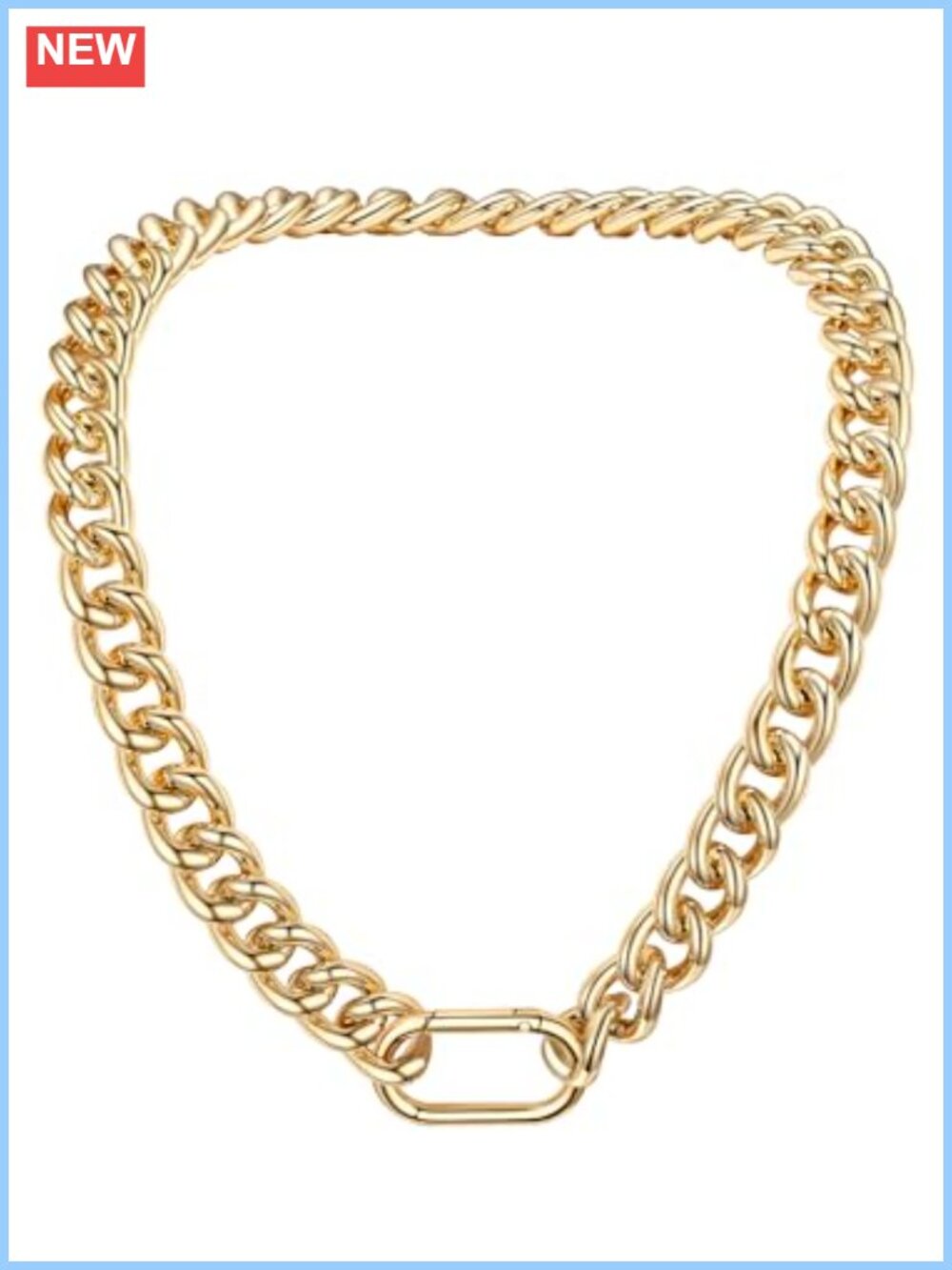 14K Gold Plated Cuban Link Chain Chunky Necklace Spring Ring Clasp